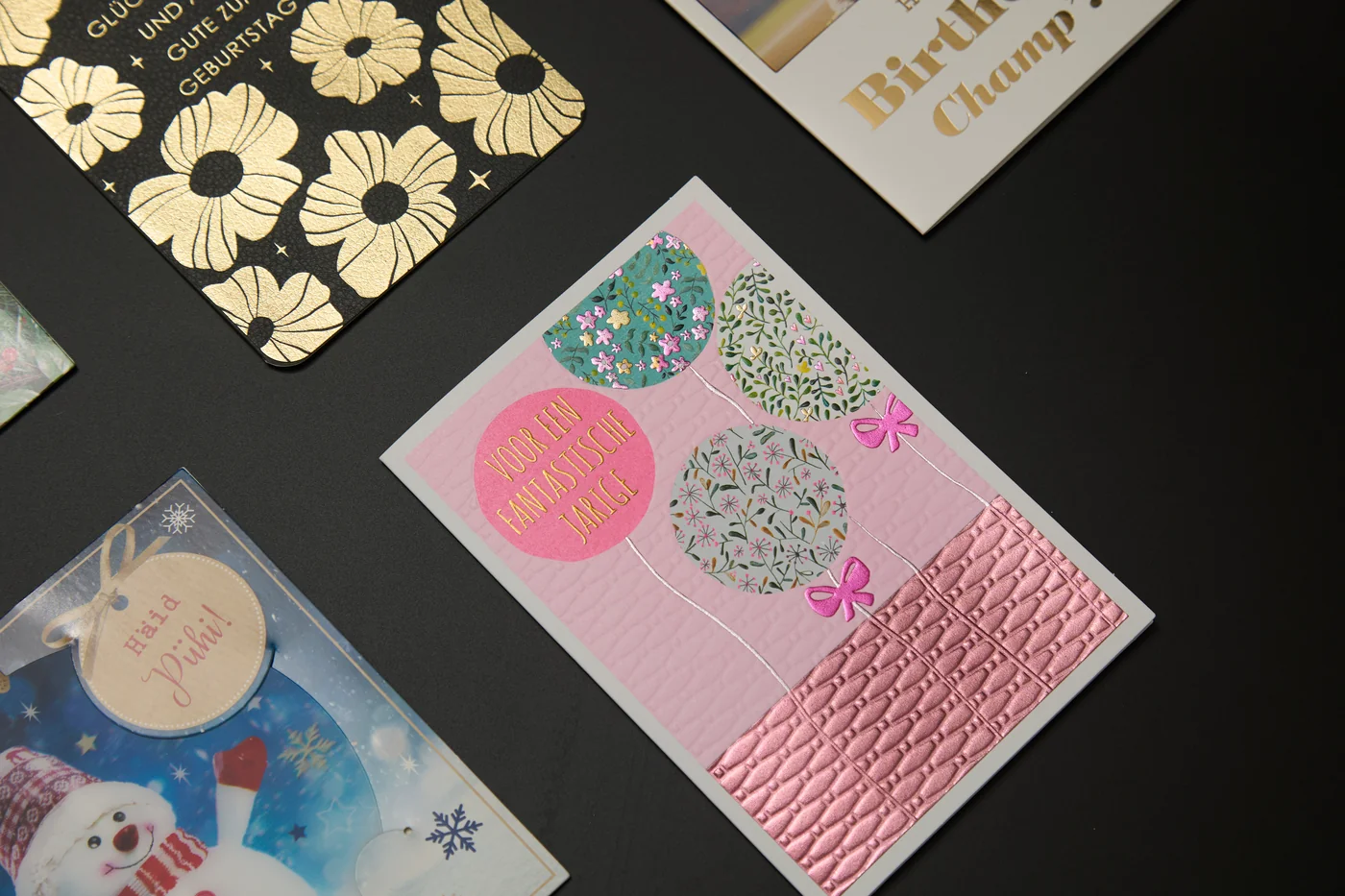 Birthday greeting card with balloon artwork