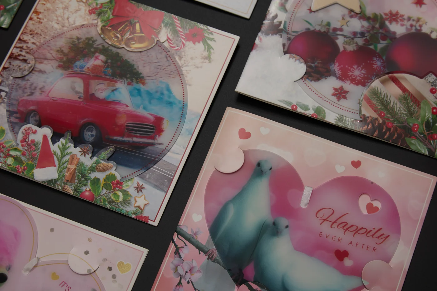 Festive greeting card with decorative printed details