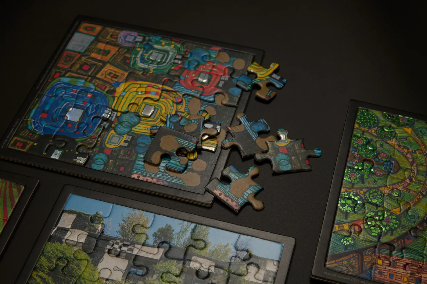 A printed puzzle sample photographed from one angle