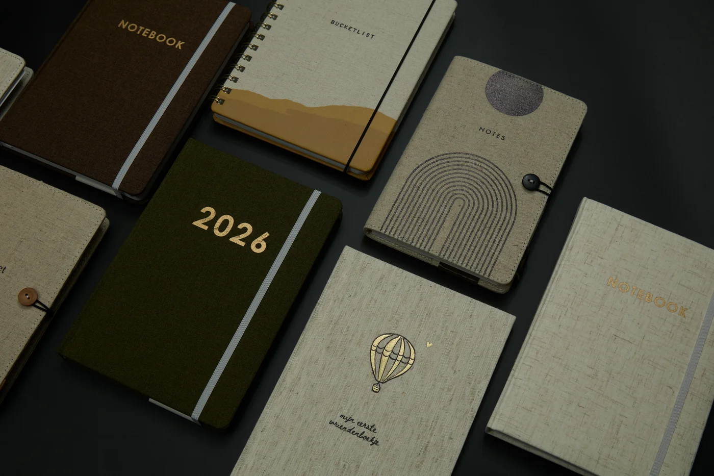 Notebook collection with printed illustrated covers